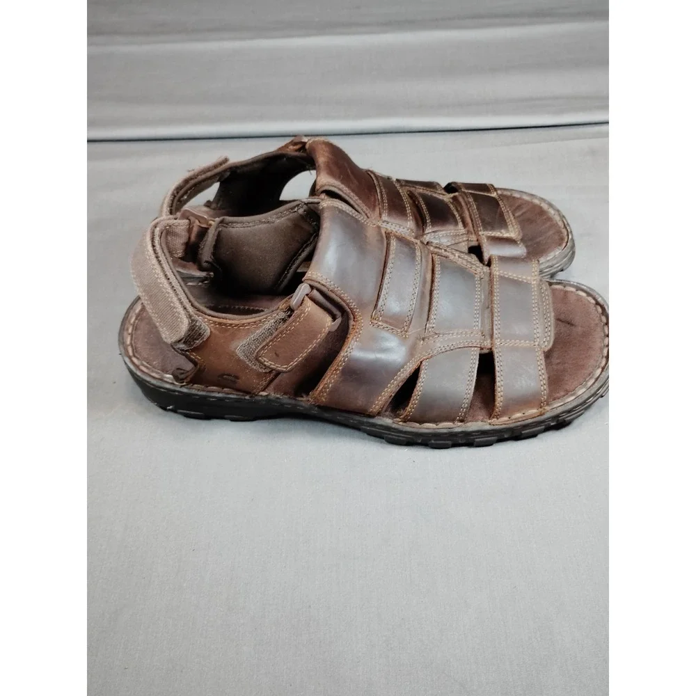 Skechers Men 12 Fisherman Sandals Brown Leather Old Money Open Toe #60847 2010